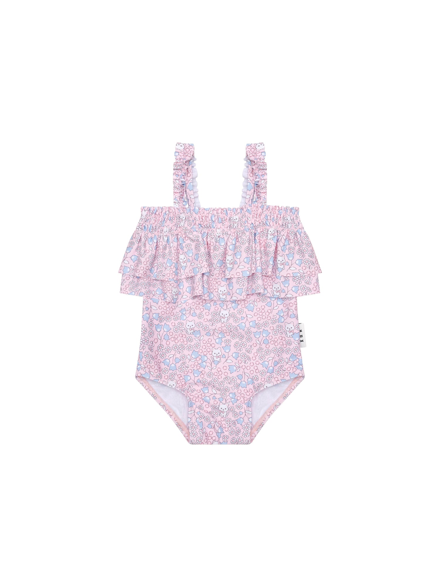 Huxbaby Bluebell Floral Frill Swimsuit - Cherry Blossom