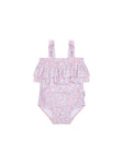 Huxbaby Bluebell Floral Frill Swimsuit - Cherry Blossom