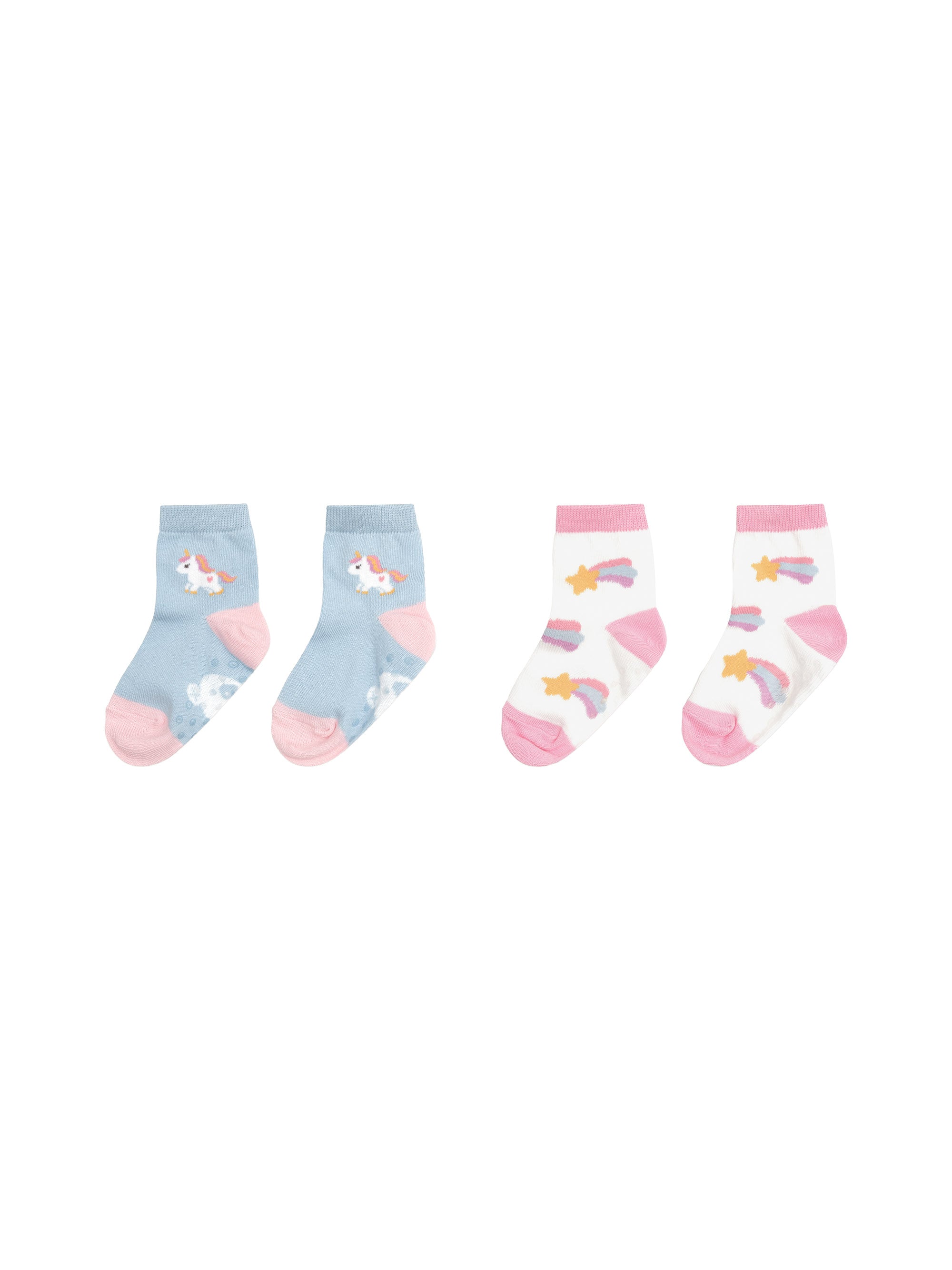 Huxbaby Rainbow Unicorn 2 Pack Socks - Ice Water + White