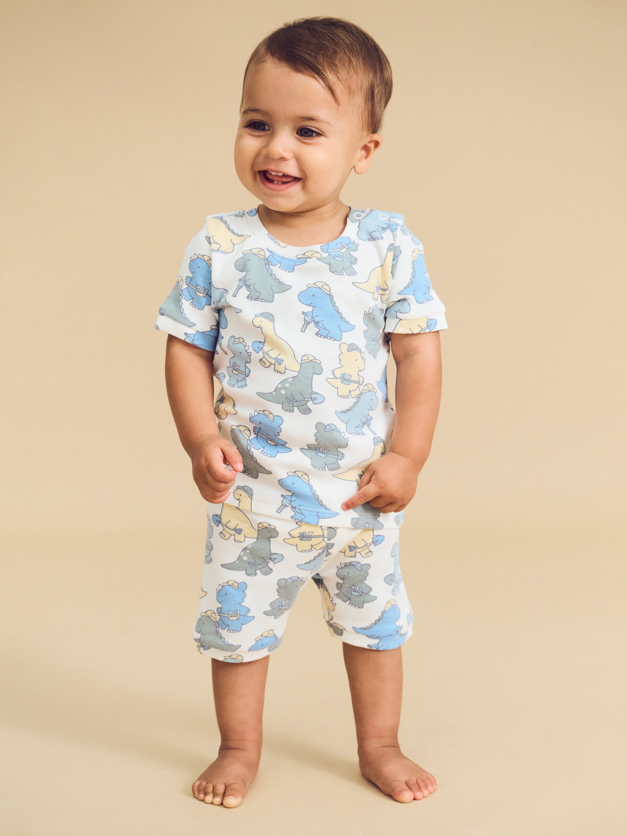 Huxbaby Construction Dinos PJ Set - Multi