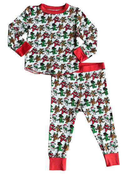 Rowdy Sprout Grateful Dead Holiday Bears Bamboo Thermal Pajama Set