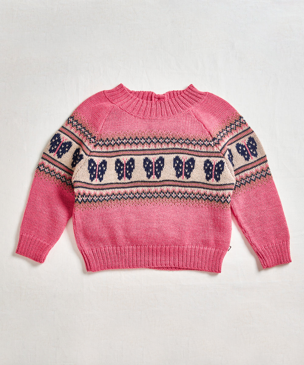 Oeuf Fairisle Sweater - Rose/Butterfly