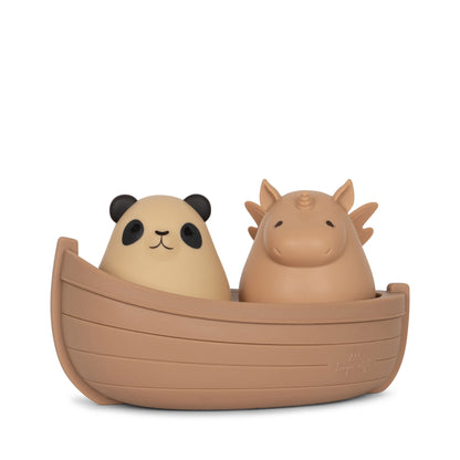 Konges Sløjd Silicone Bath Toys Boat Panda &amp; Unicorn - Blush Mix