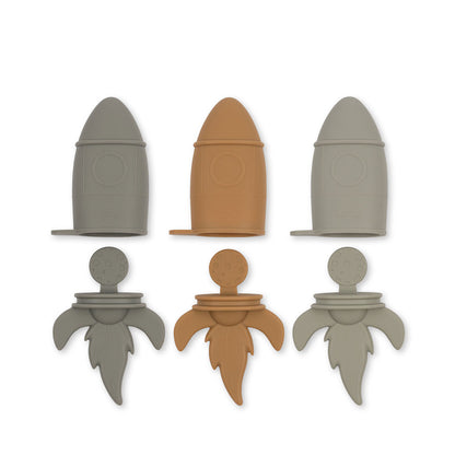 Konges Sløjd 3 Pack Silicone Ice Cream Mold Rocket - Almond Mix