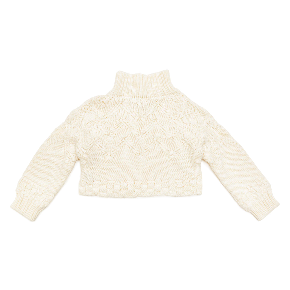 Little Creative Factory Tricot Zig Zag Turtleneck Sweater - Cream