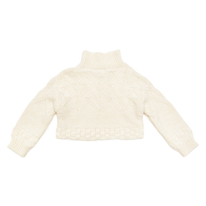 Little Creative Factory Tricot Zig Zag Turtleneck Sweater - Cream