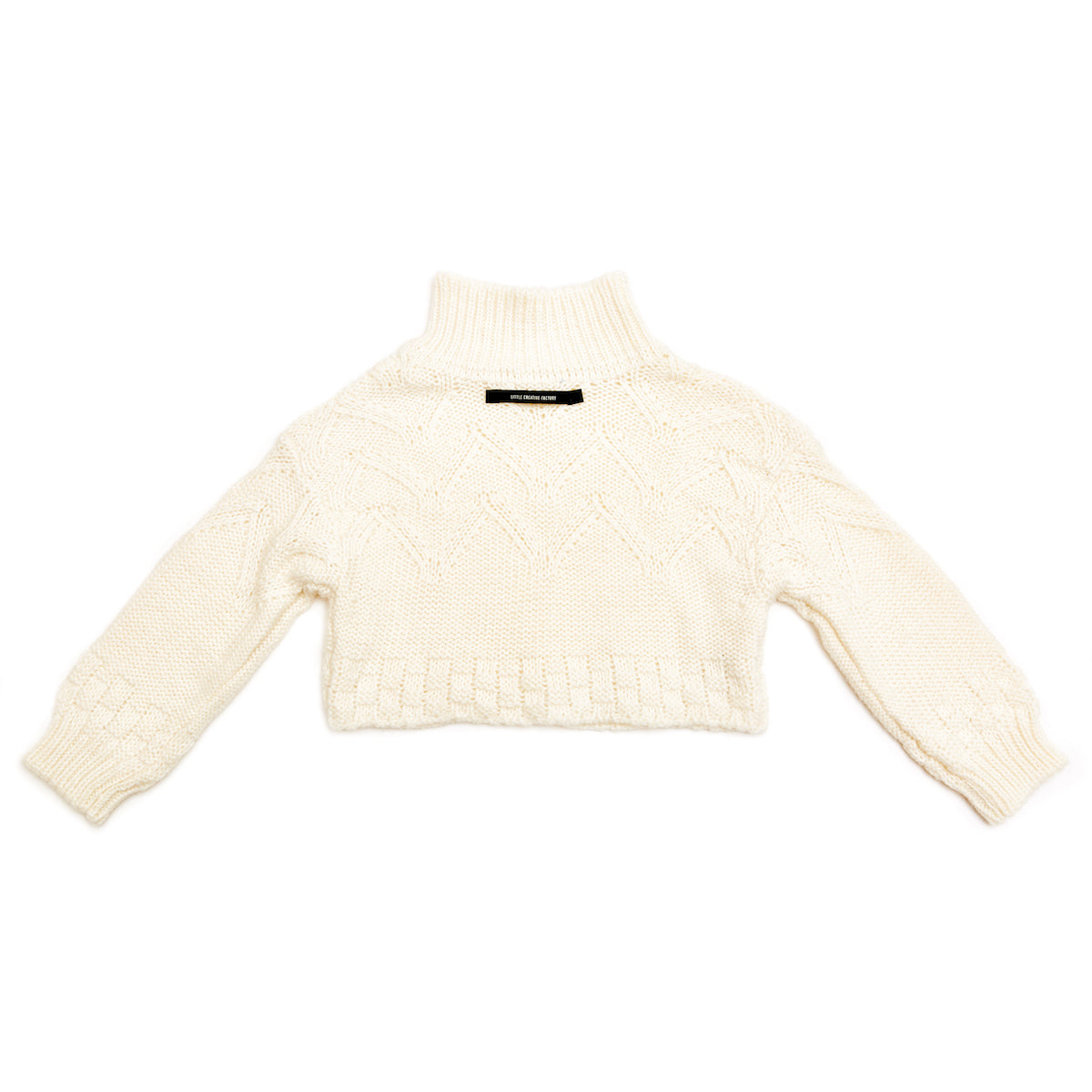 Little Creative Factory Tricot Zig Zag Turtleneck Sweater - Cream