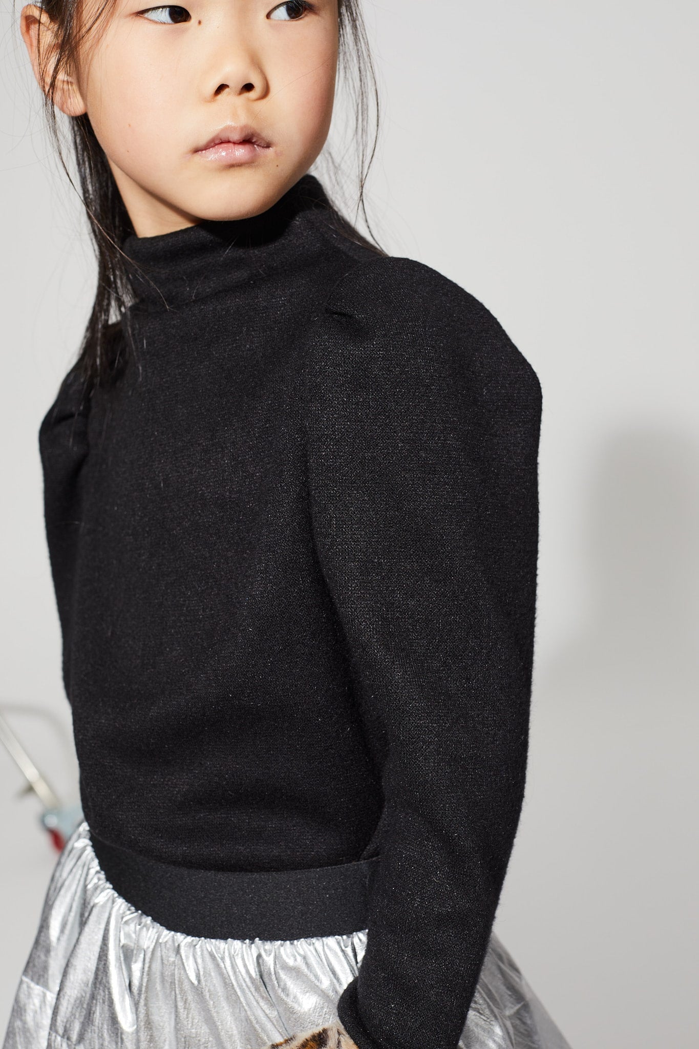 Little Creative Factory Glaring Turtleneck Top - Black