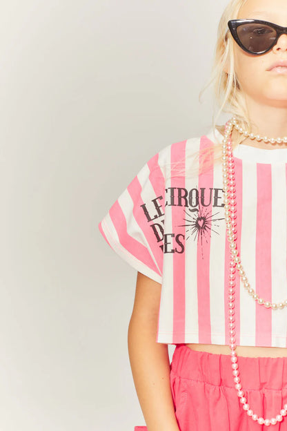 Little Creative Factory Soft Pink Stripes T-Shirt - Pink &amp; Cream