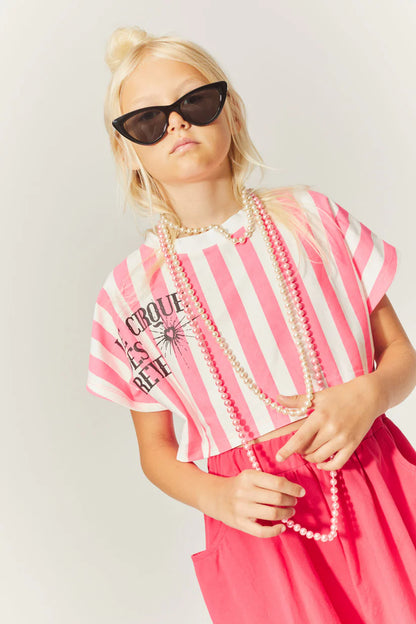 Little Creative Factory Soft Pink Stripes T-Shirt - Pink &amp; Cream