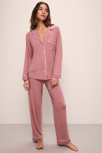 Eberjey Gisele Long PJ Set - Old Rose / Ivory