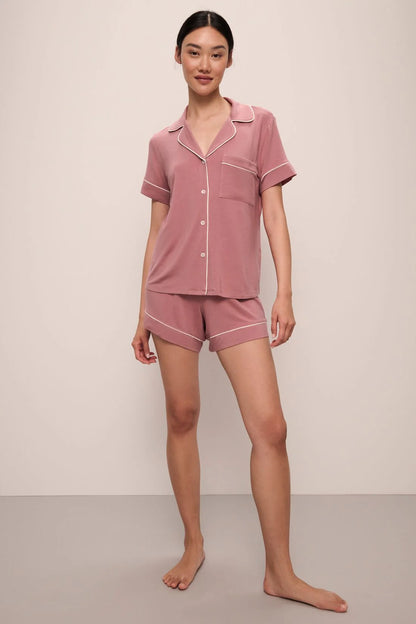 Eberjey Gisele Relaxed Short PJ Set - Old Rose / Ivory