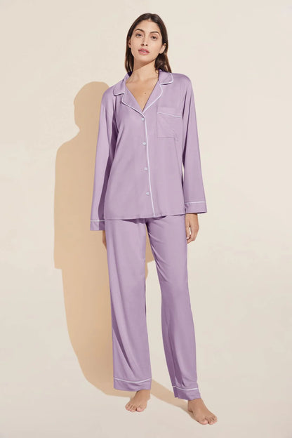 Eberjey Gisele Long PJ Set - Lavender / Ivory