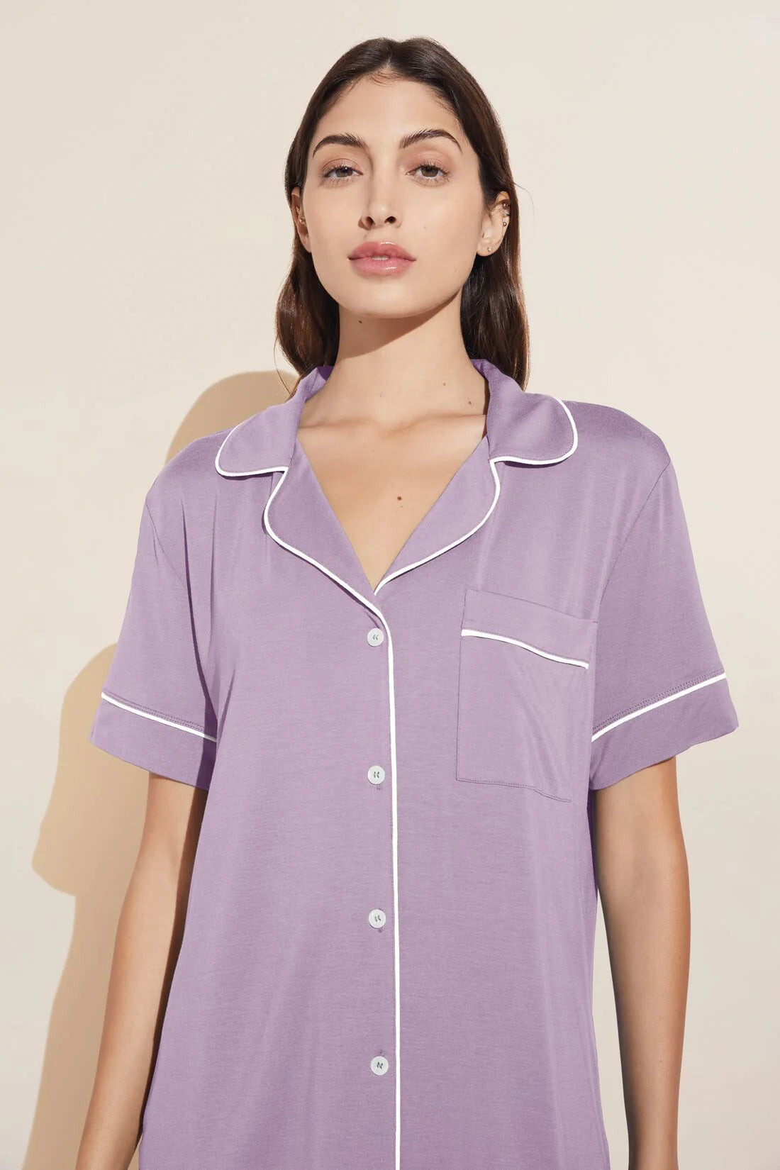 Eberjey Gisele Relaxed Short PJ Set - Lavender / Ivory