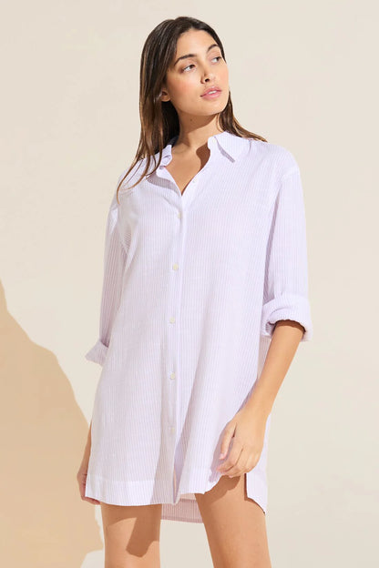 Eberjey Nautico Sleepshirt - White / Lavender