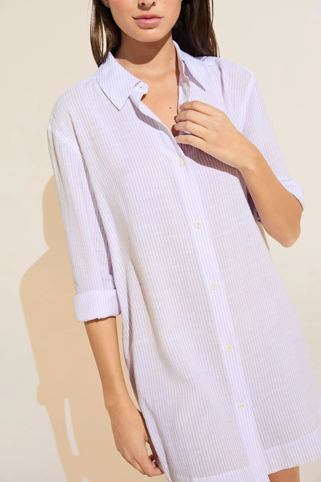 Eberjey Nautico Sleepshirt - White / Lavender