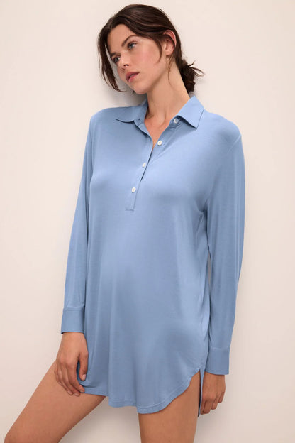 Eberjey Gisele Boyfriend Sleepshirt - Wedgewood Blue