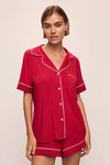 Eberjey Gisele Relaxed Short Pj Set - Haute Red/Ivory