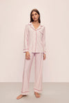 Eberjey Gisele Printed Long Pj Set - Duo Stripe Haute Red/Haute Red