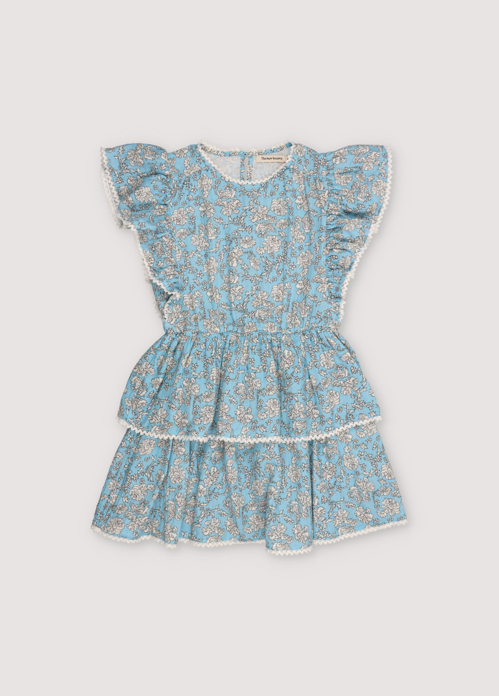 The New Society Melina Dress - Peony Powder Blue Print