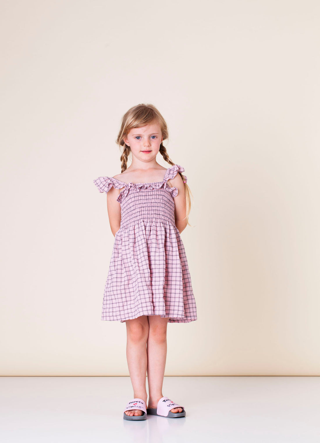 Tocoto Vintage Check Girls Dress - Pink