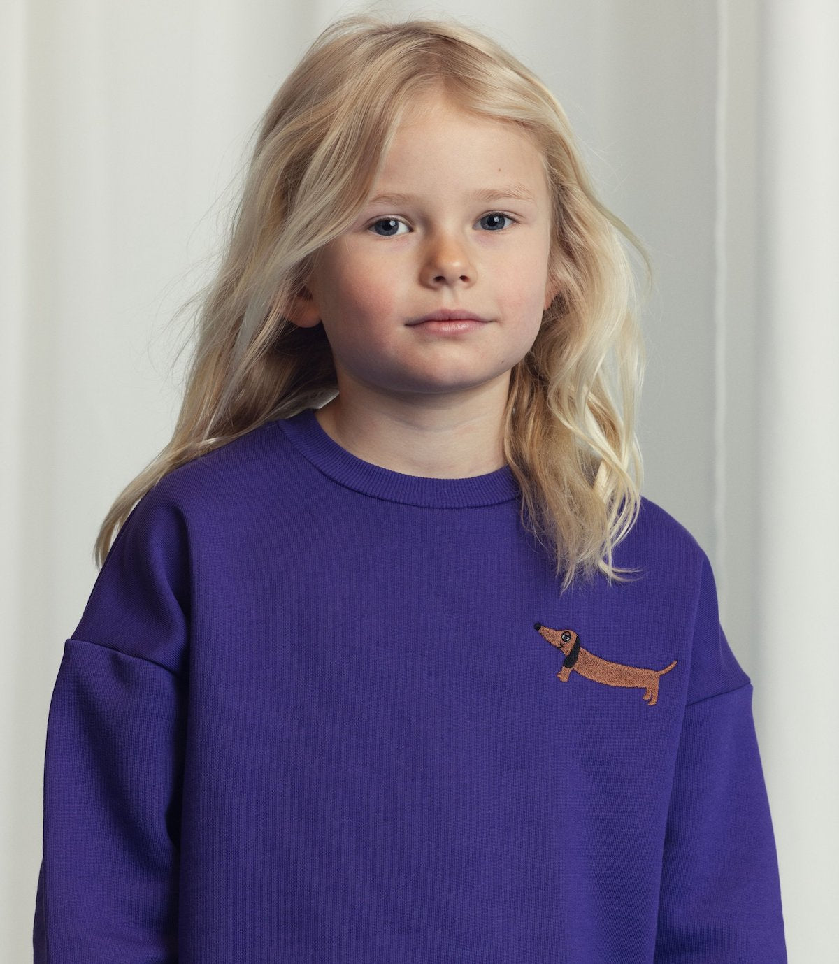 Mini Rodini Dog Embroidered Sweatshirt - Purple