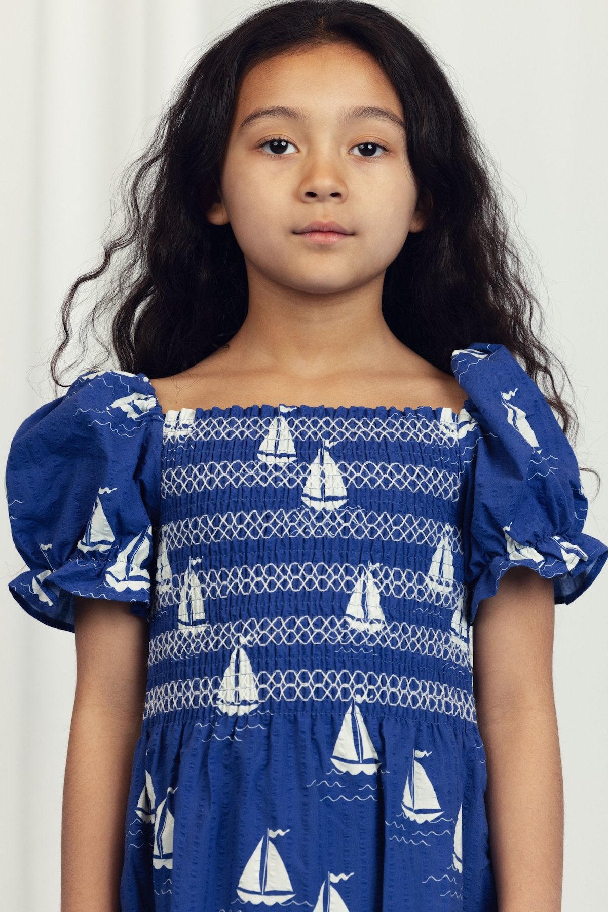 Mini Rodini Sailing Boats AOP Woven Smock Dress - Blue