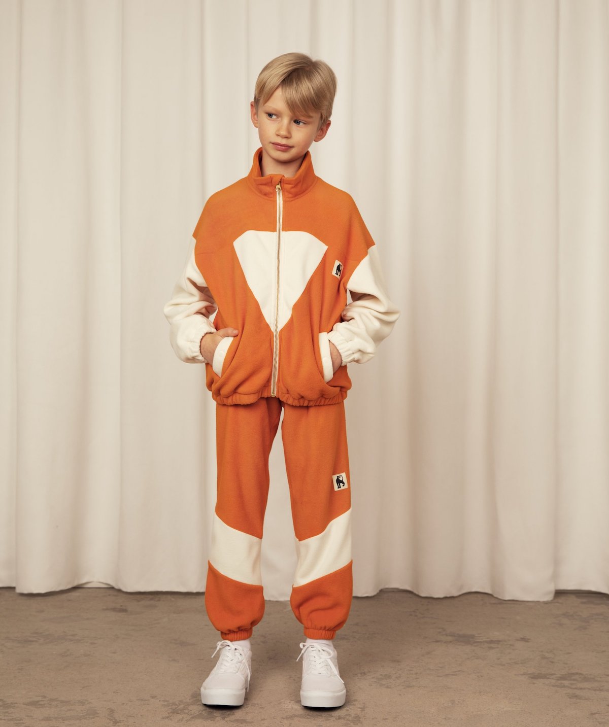 Mini Rodini Fleece Stripe Trousers - Orange