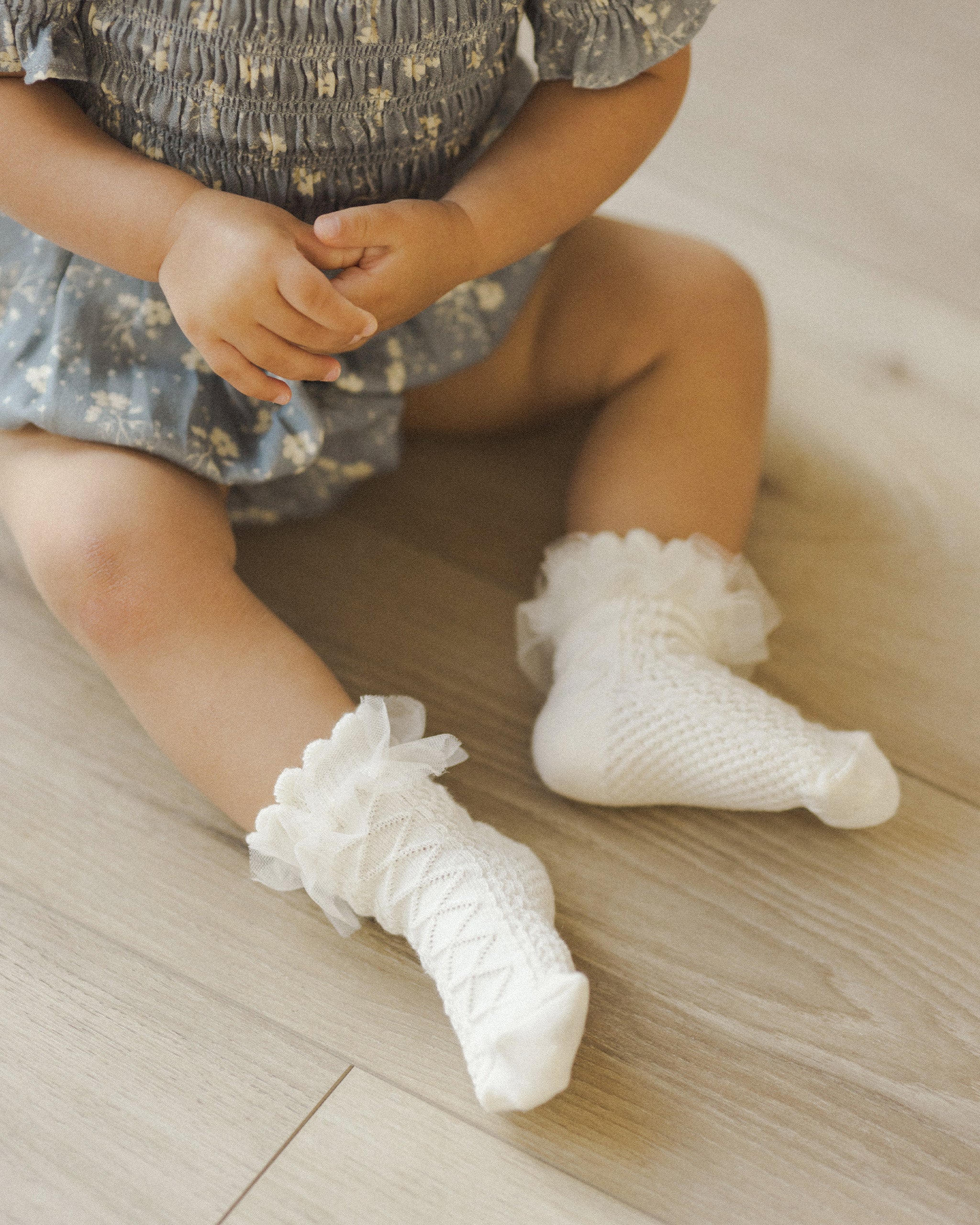 Noralee Ruffle Socks - Ivory, Golden