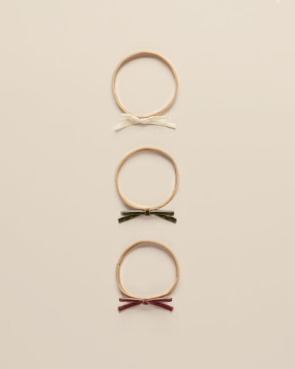 Noralee Velvet Bow Headbands - Poppy, Ivory, Olive