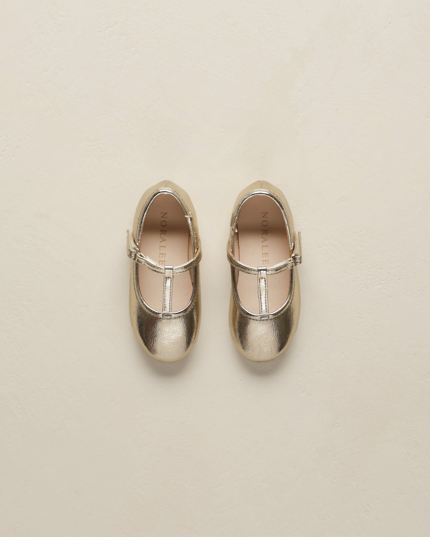 Noralee T-strap Ballet Flats - Gold Metallic