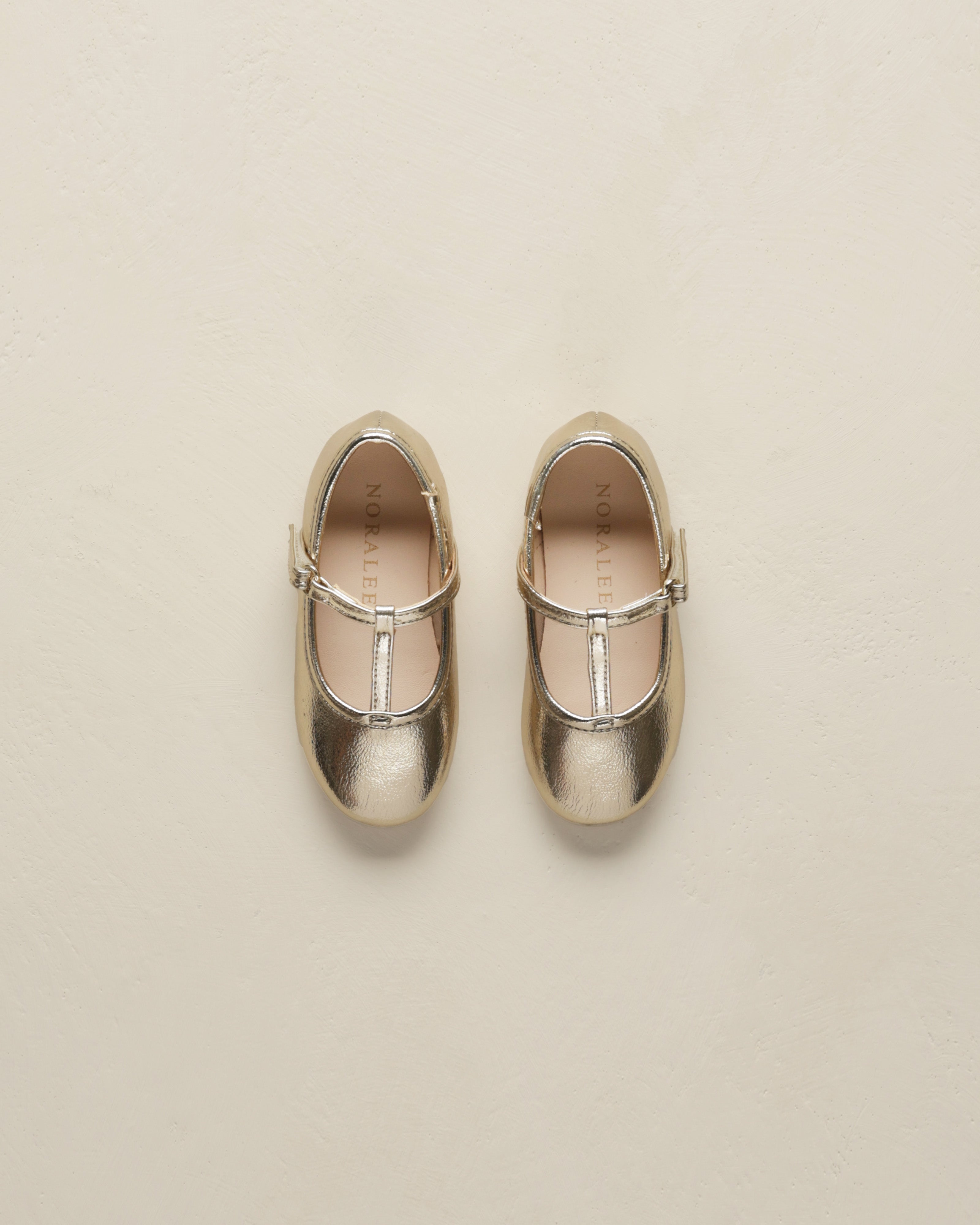 Noralee T-strap Ballet Flats - Gold Metallic