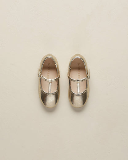 Noralee T-strap Ballet Flats - Gold Metallic