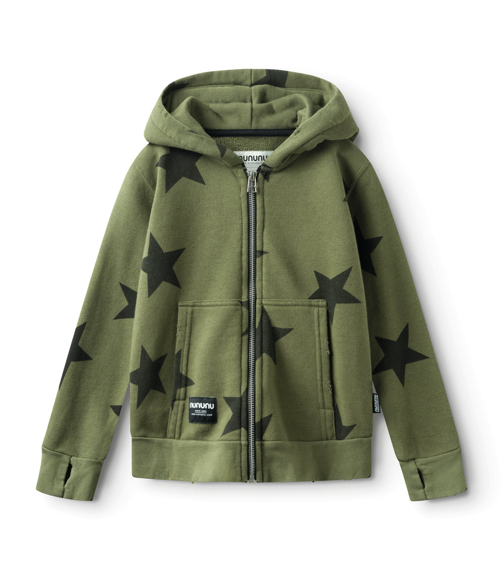 Nununu Star Zip Hoodie - Olive