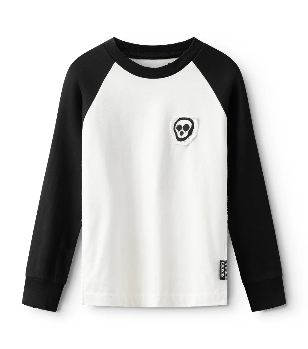 Nununu Droopy Skull Baseball Shirt - Black/White