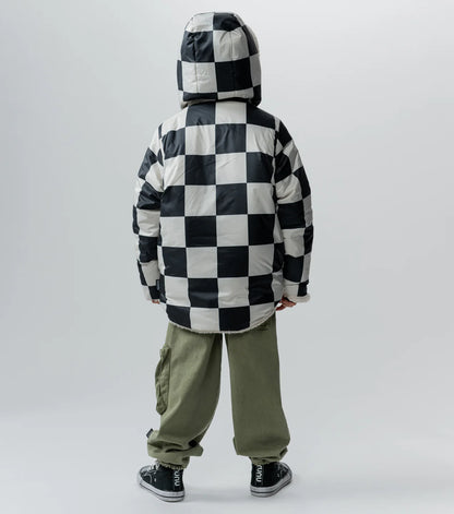 Nununu Reversible Checkmate Down Jacket - Smokey Natural