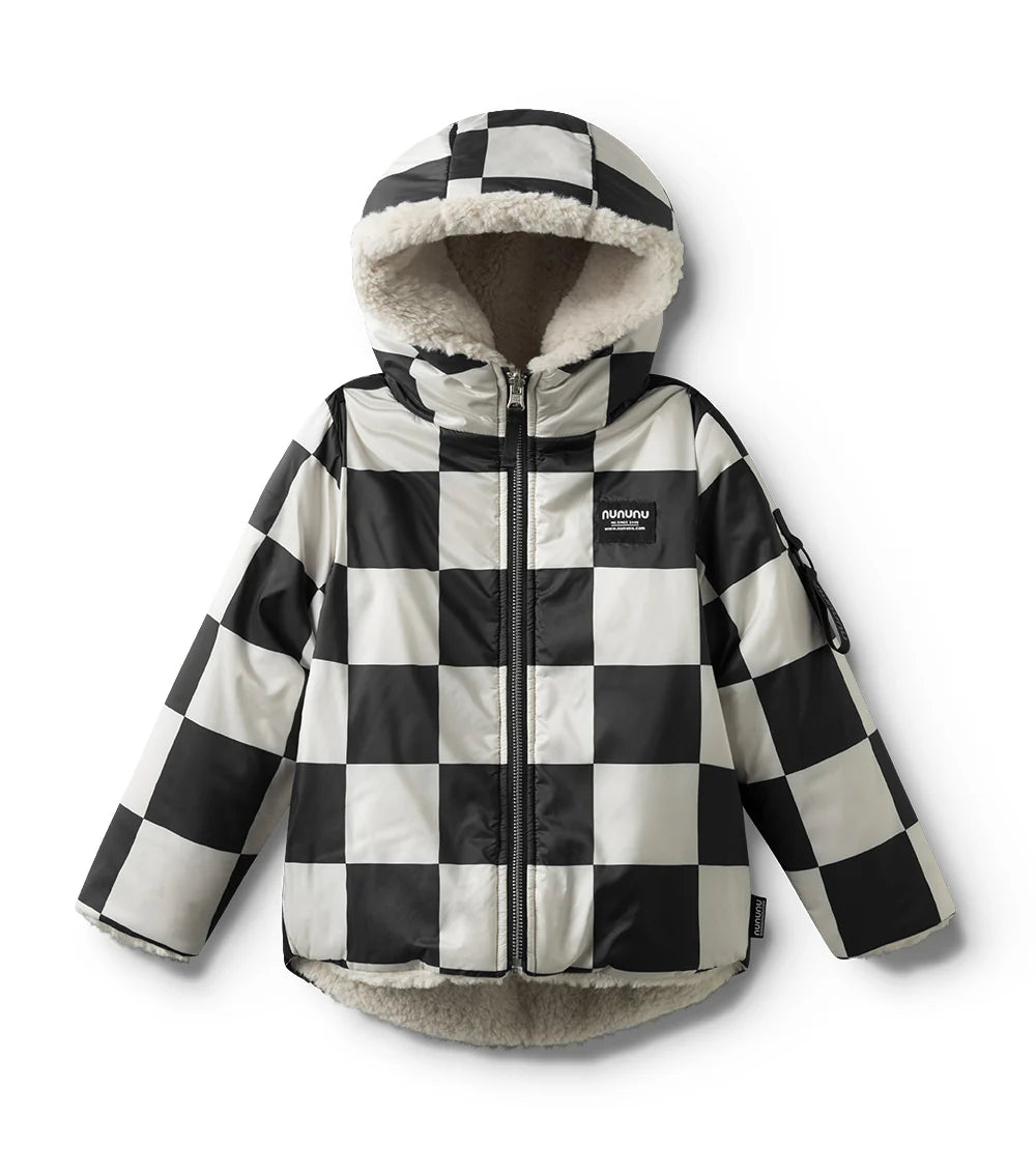 Nununu Reversible Checkmate Down Jacket - Smokey Natural