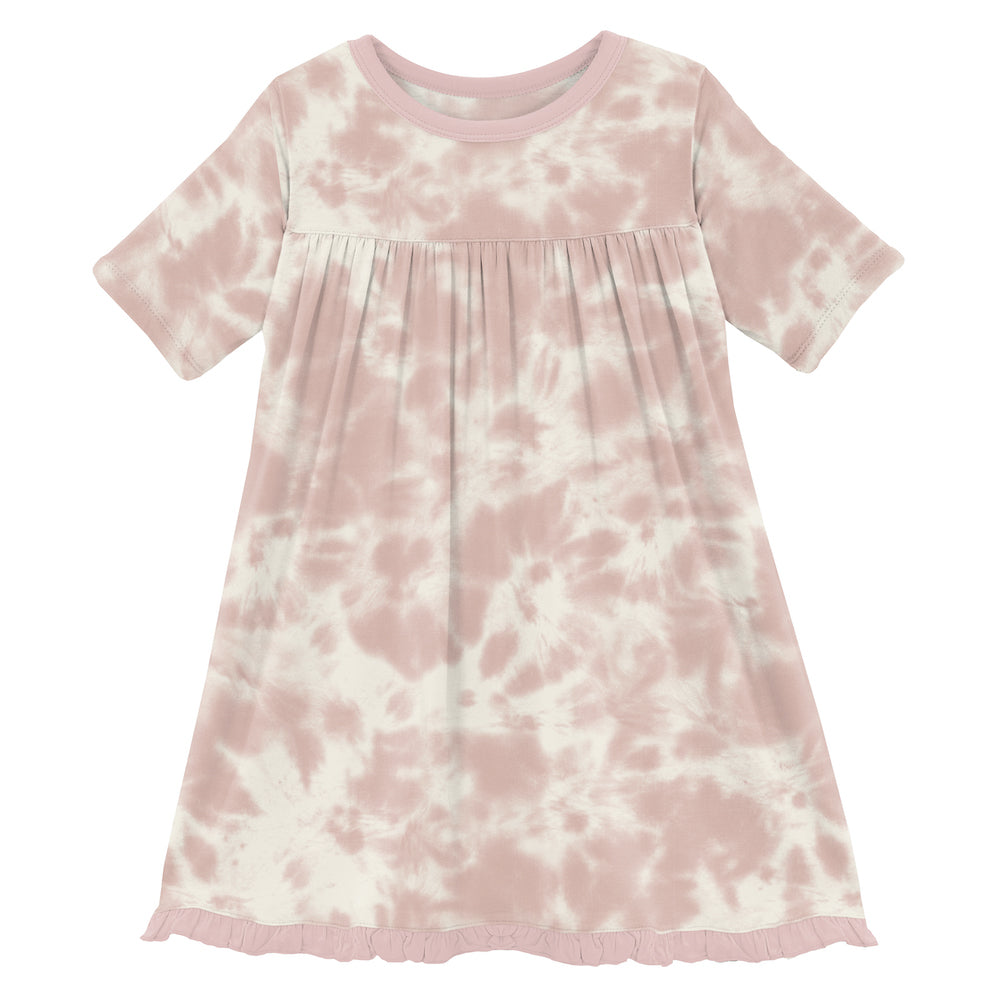 Kickee Pants Print Classic Short sleeve Swing Dress - Baby Rose Tie Dye