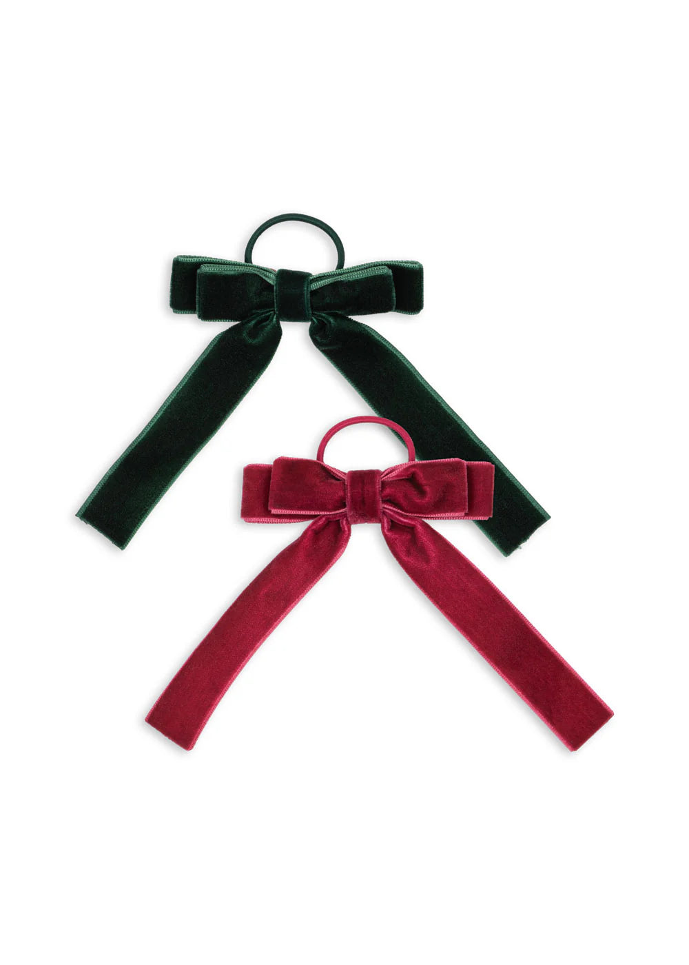 Konges Sløjd 2 Pack Velvet Double Bow Elastic - Green/Sangria