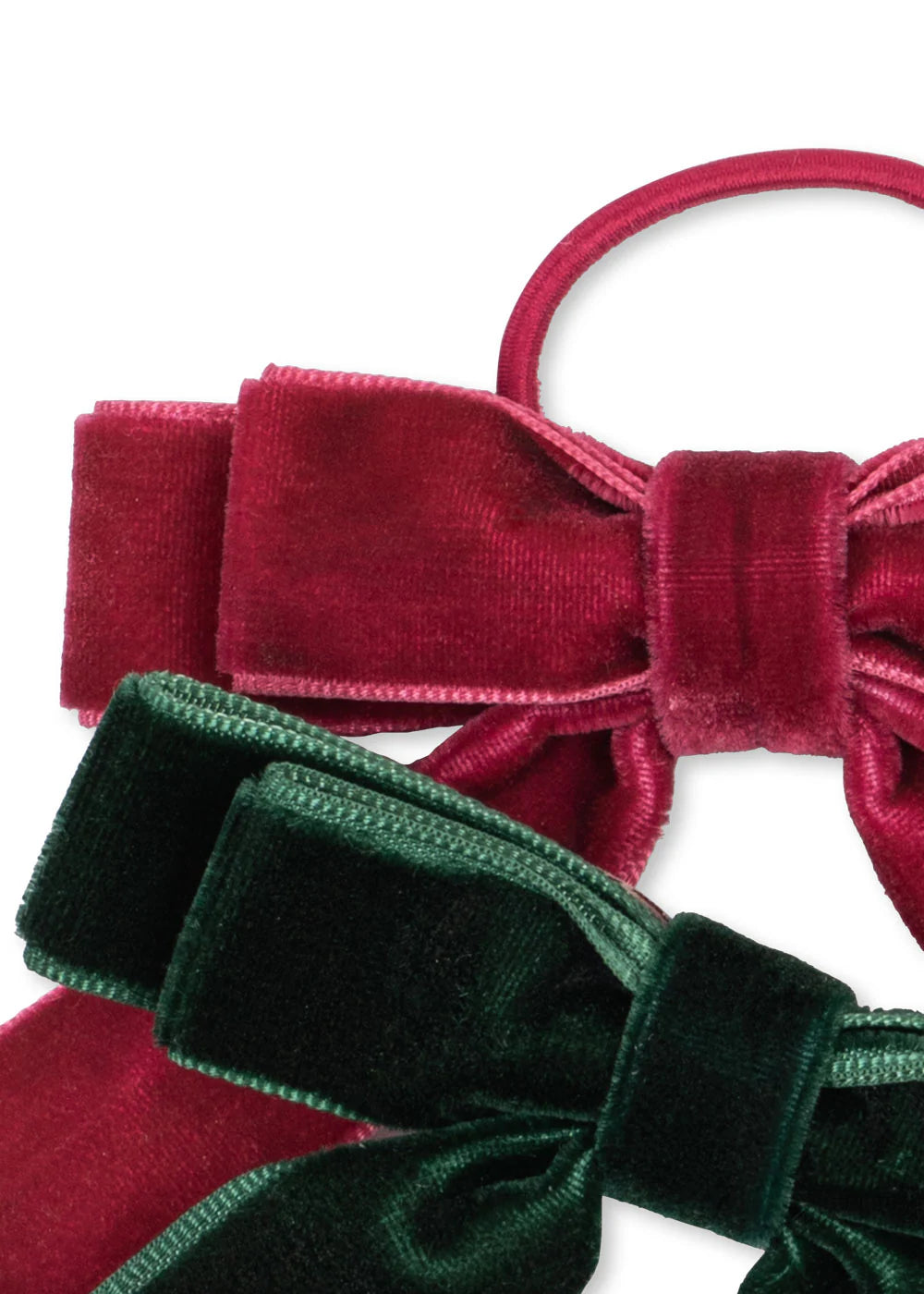 Konges Sløjd 2 Pack Velvet Double Bow Elastic - Green/Sangria