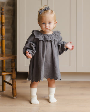 Quincy Mae Long Sleeve Isla Dress - Indigo