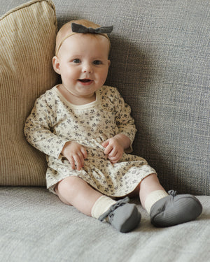 Quincy Mae Long Sleeve Baby Dress - Blue Floral