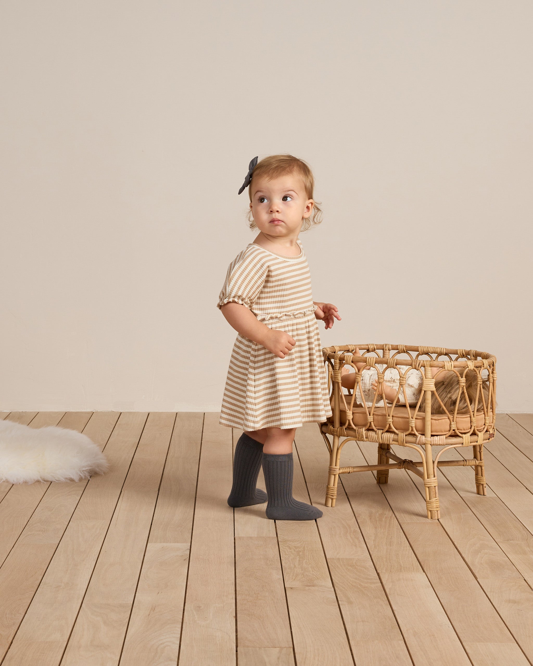 Quincy Mae Annie Dress - Latte Stripe