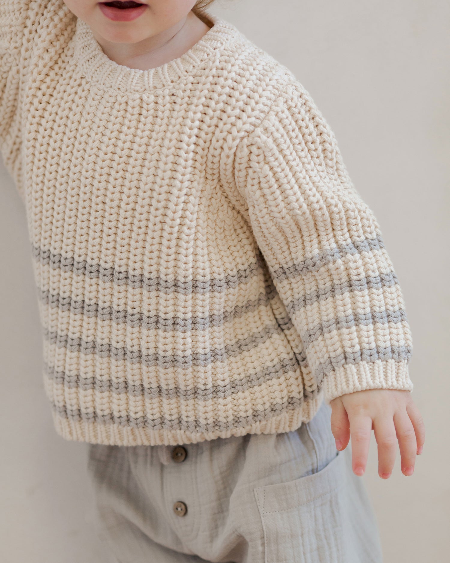 Quincy Mae Rex Sweater - Fog Stripe