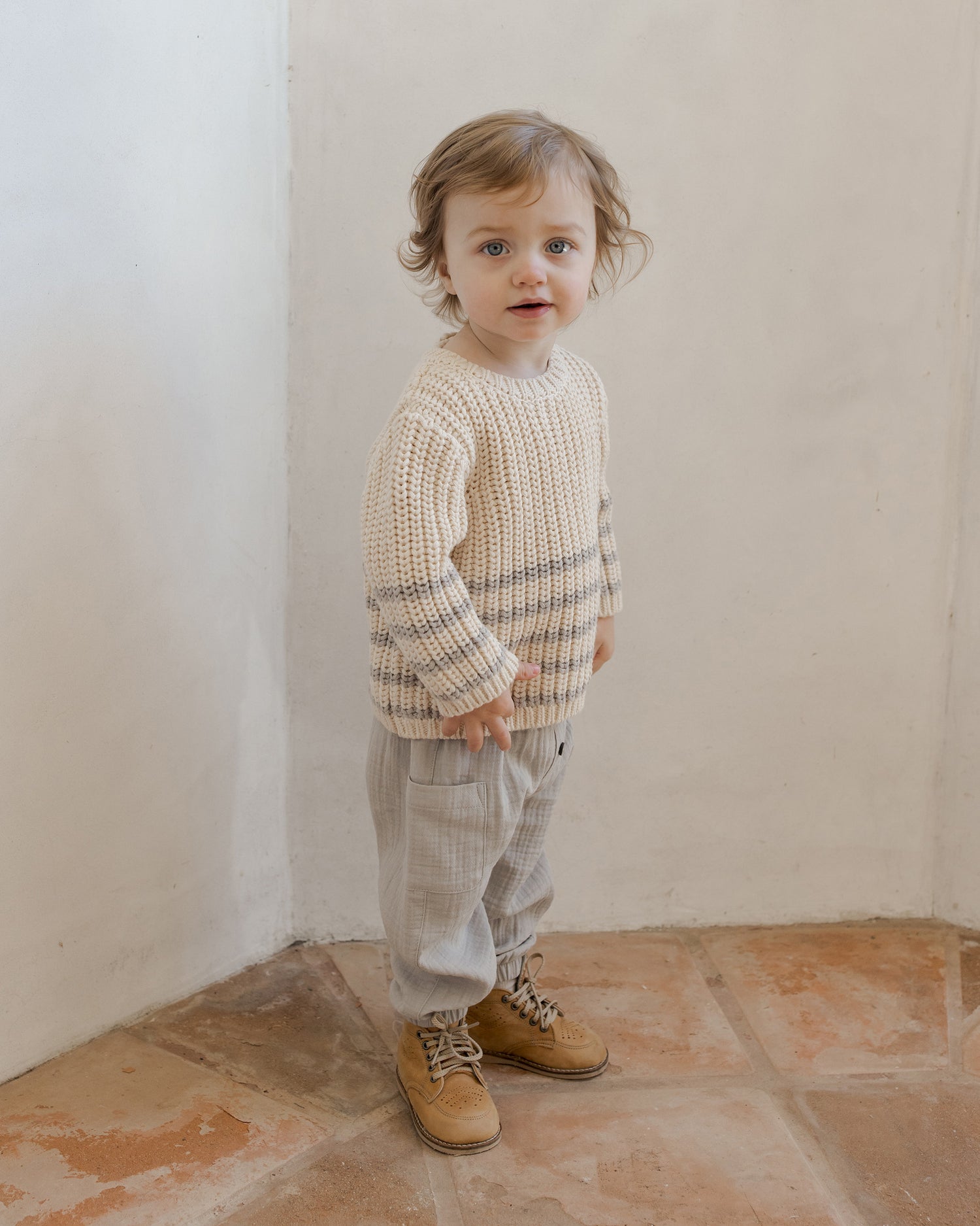 Quincy Mae Rex Sweater - Fog Stripe