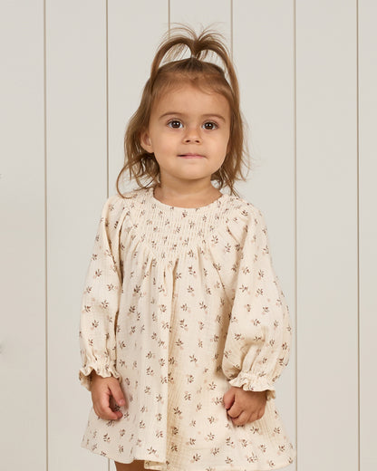 Quincy Mae V Smocked Dress - Holly Berry