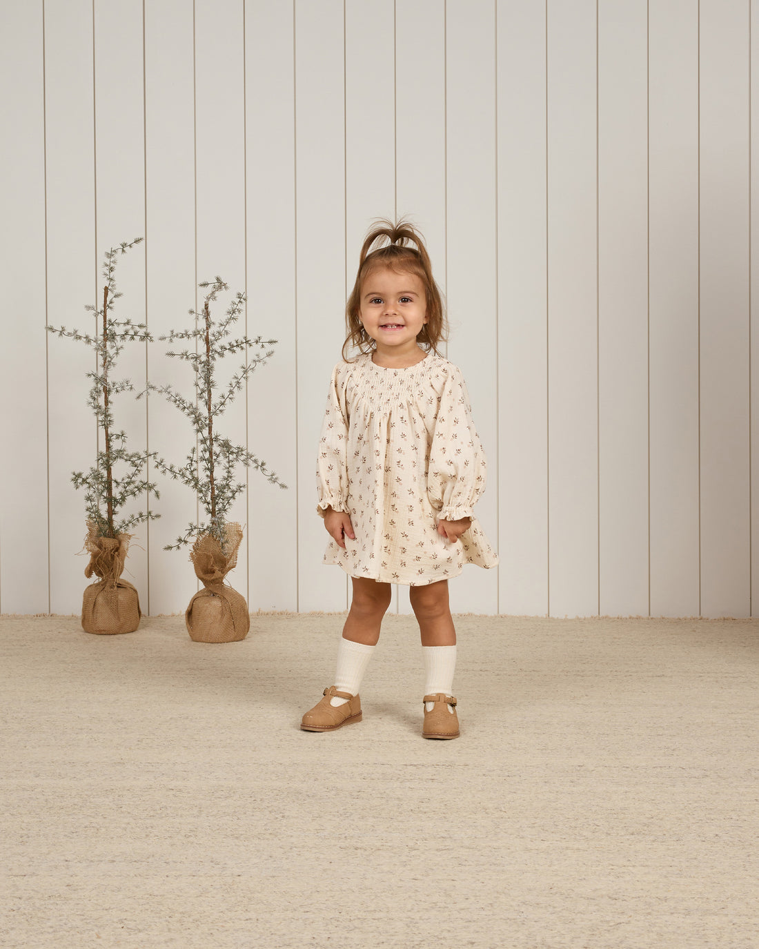 Quincy Mae V Smocked Dress - Holly Berry