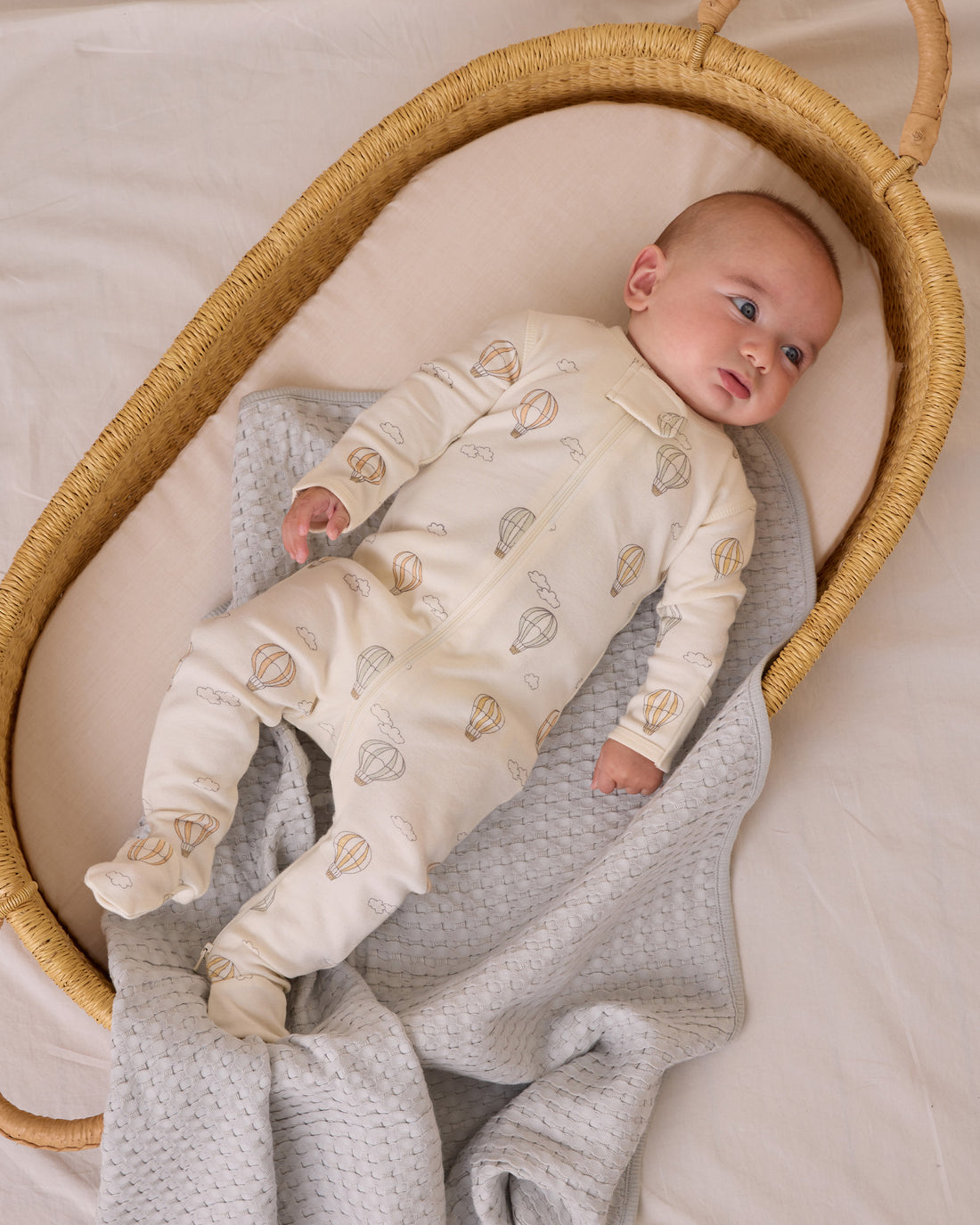 Quincy Mae Zip Long Sleeve Sleeper Footie - Hot Air Balloons