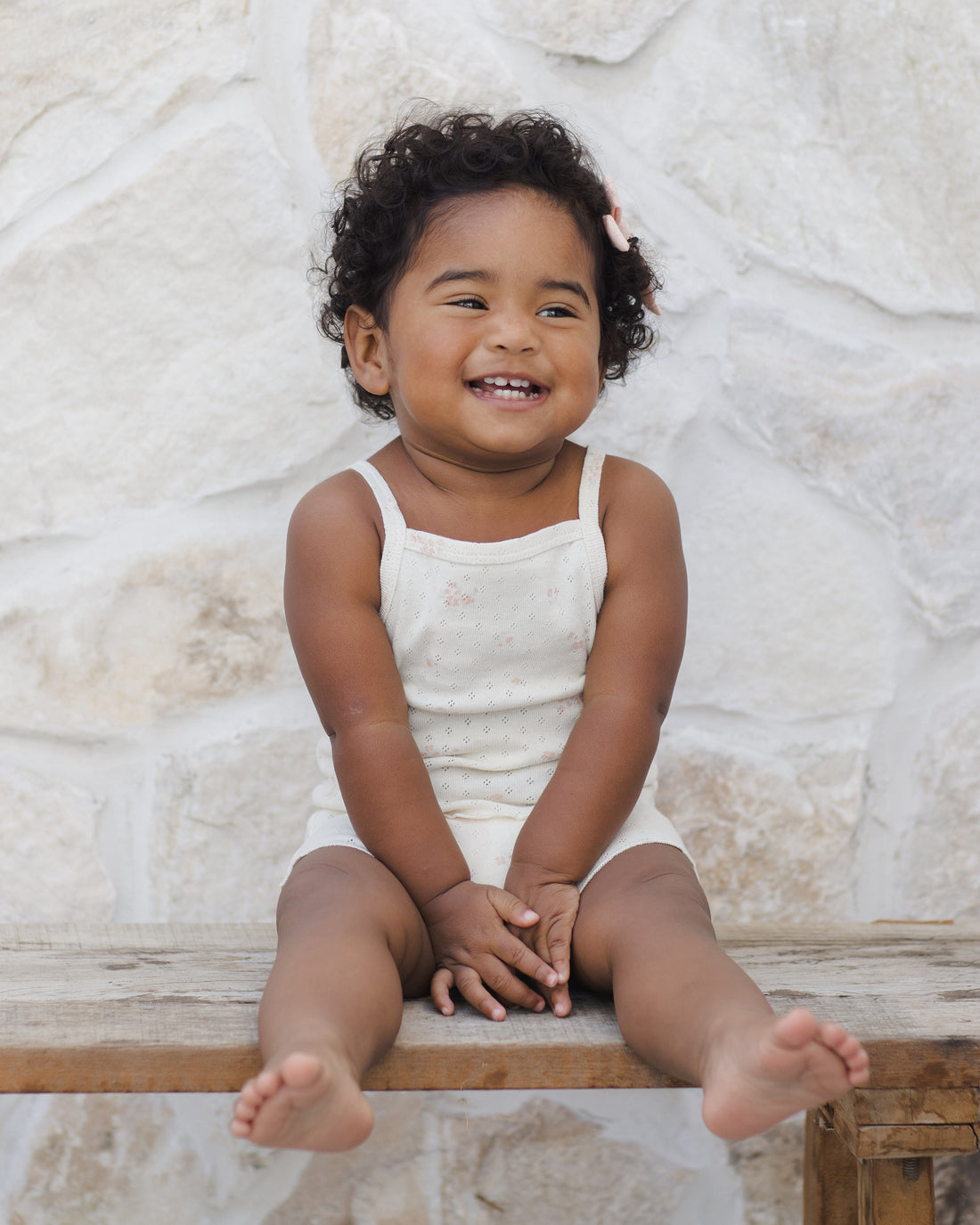 Quincy Mae Pointelle Tank + Shortie Set - Pink Ditsy