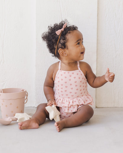 Quincy Mae Ruffled One-Piece Swimsuit - Hearts